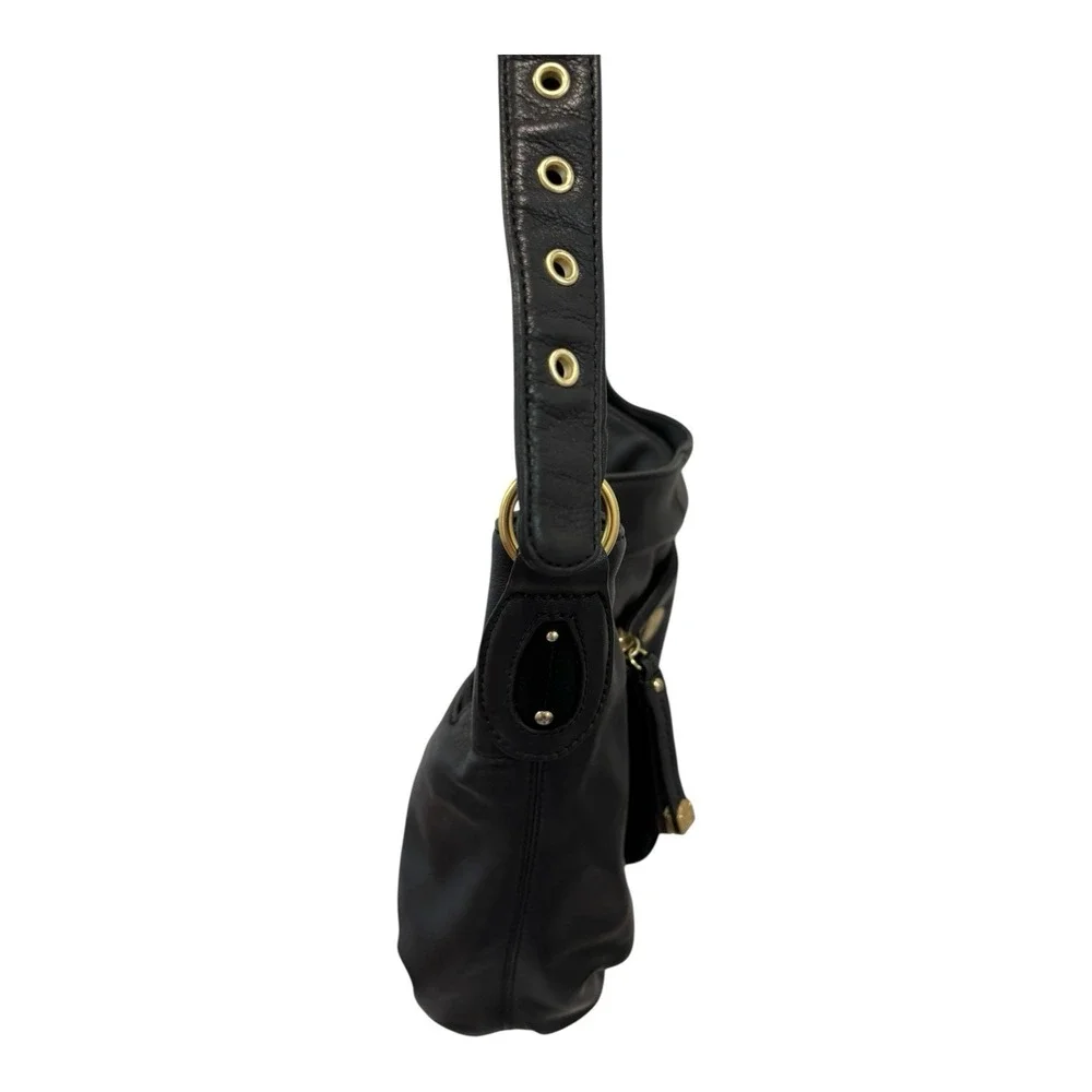 Stone Mountain Hampton‎ Shoulder Crossbody Bag Black Leather Zip Adj Stap Clean
